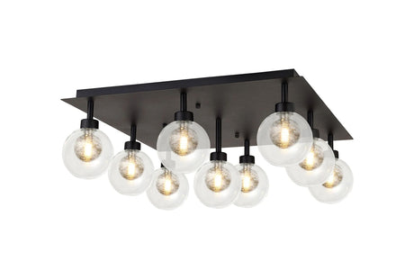 Lathen Satin Black Square 9 x G9 Flush Light
