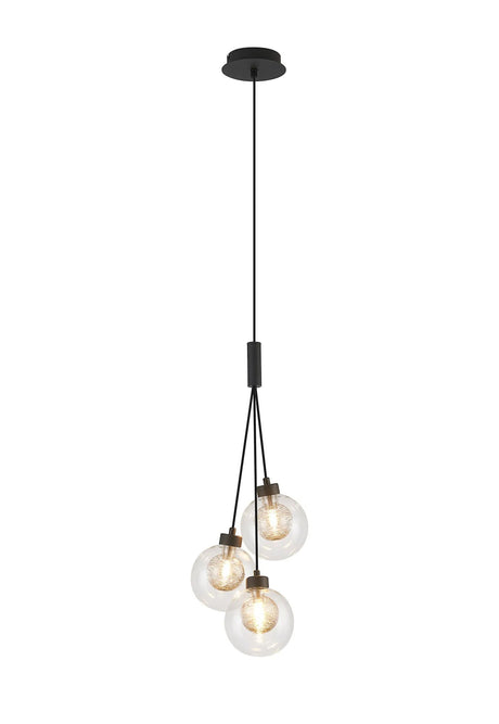 Lathen Satin Black 3 x G9 2m 1 Drop Cluster Pendant