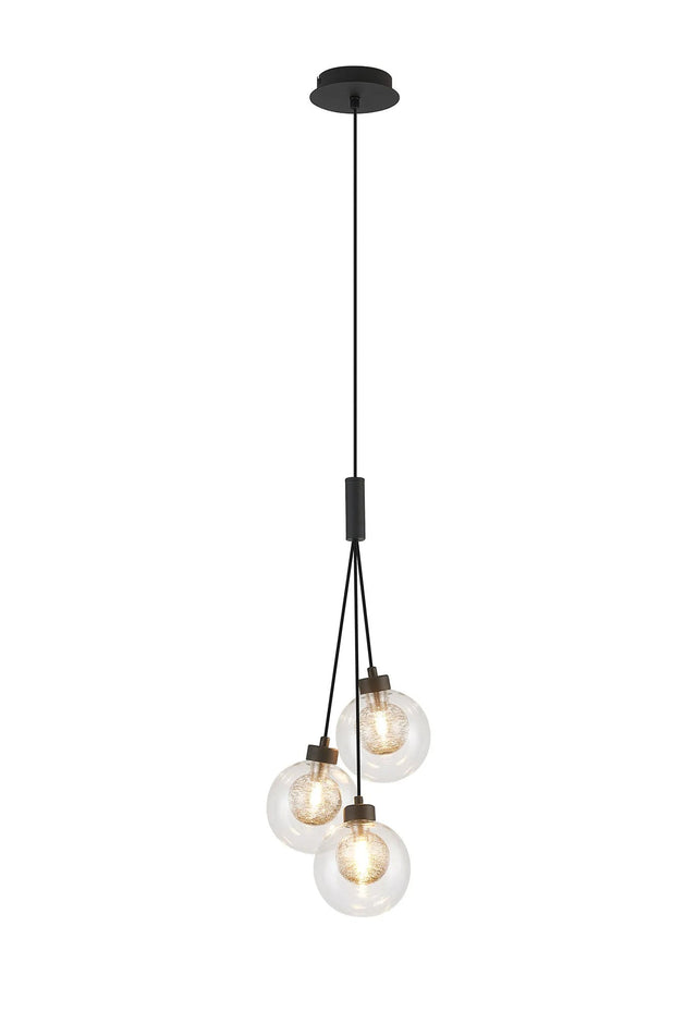 Lathen Satin Black 3 x G9 2m 1 Drop Cluster Pendant