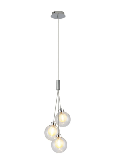 Lathen Polished Chrome 3 x G9 2m 1 Drop Cluster Pendant