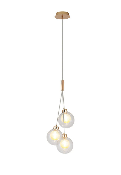 Lathen French Gold 3 x G9 2m 1 Drop Cluster Pendant