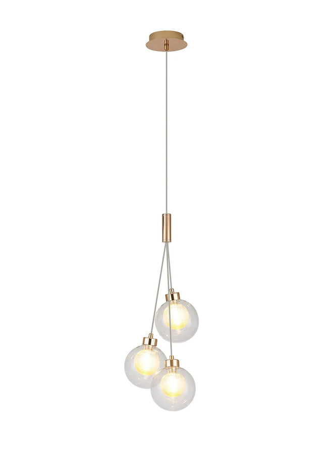 Lathen French Gold 3 x G9 2m 1 Drop Cluster Pendant