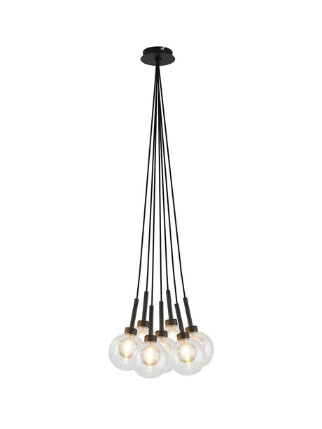 Lathen Satin Black 7 x G9 1.5m Cluster Pendant