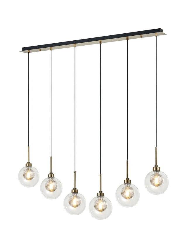 Lathen Antique Brass 6 x G9 2m Linear Pendant