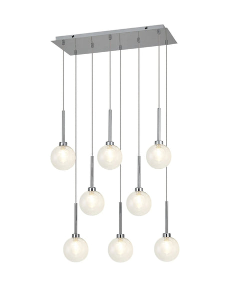 Lathen Polished Chrome 8 x G9 2m Rectangle Multiple Pendant
