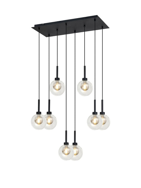 Lathen Satin Black 8 x G9 2m Rectangle Multiple Pendant