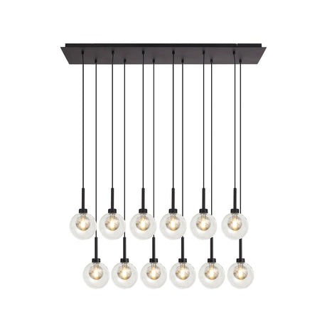 Lathen Satin Black 12 x G9 2m Linear Pendant