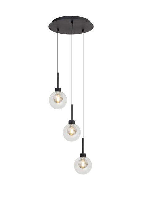 Lathen Satin Black 3 x G9 2m Round Pendant