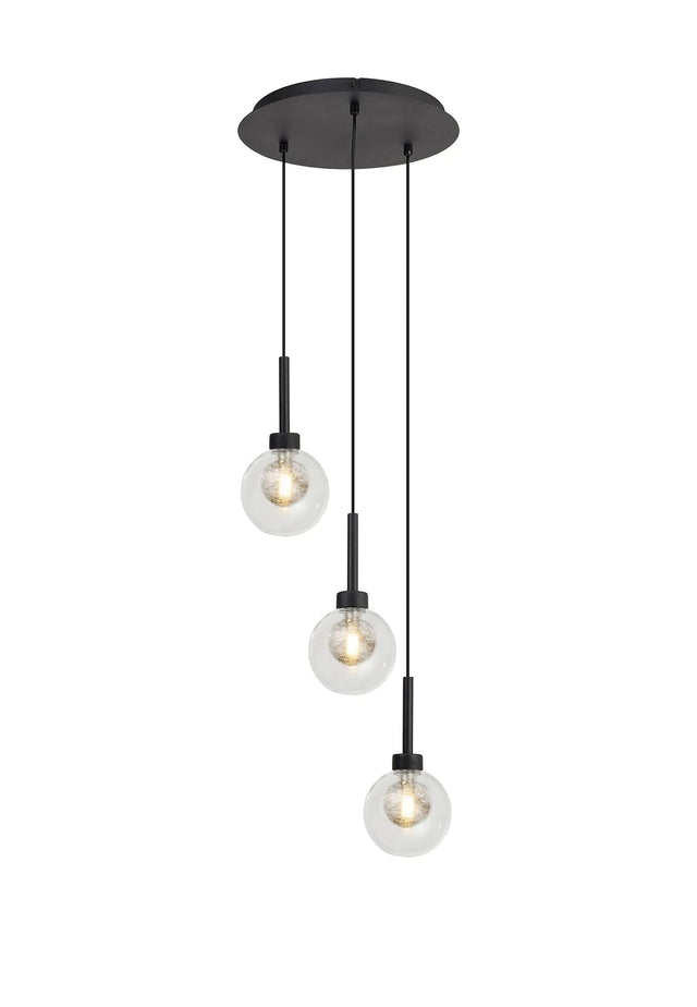 Lathen Satin Black 3 x G9 2m Round Pendant