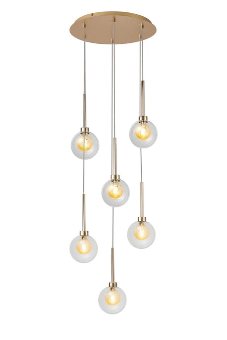 Lathen French Gold 6 x G9 2.5m Round Multiple Pendant