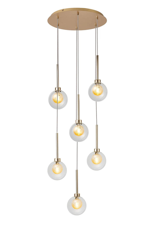 Lathen French Gold 6 x G9 2.5m Round Multiple Pendant