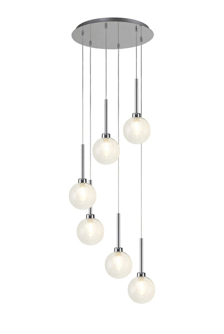 Lathen Polished Chrome 6 x G9 2.5m Round Multiple Pendant