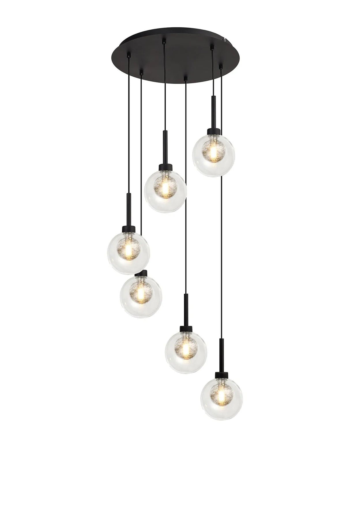Lathen Satin Black 6 x G9 2.5m Round Multiple Pendant