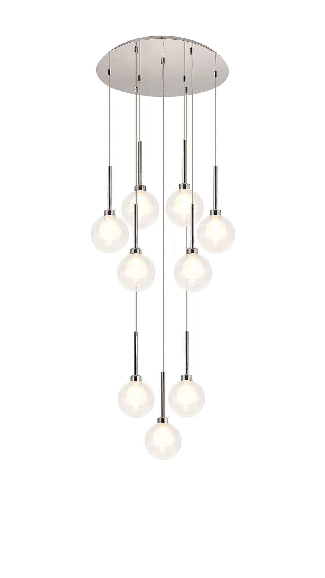 Lathen Polished Chrome 9 x G9 2.5m Round Multiple Pendant
