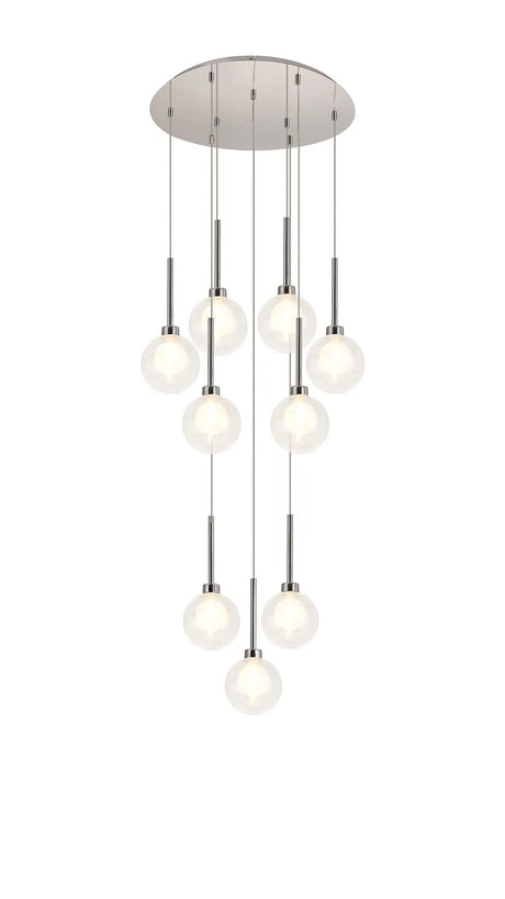 Lathen Polished Chrome 9 x G9 2.5m Round Multiple Pendant