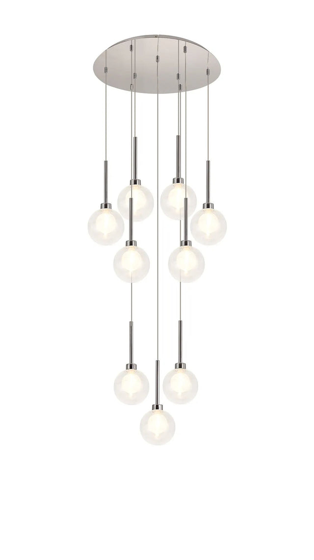 Lathen Polished Chrome 9 x G9 2.5m Round Multiple Pendant