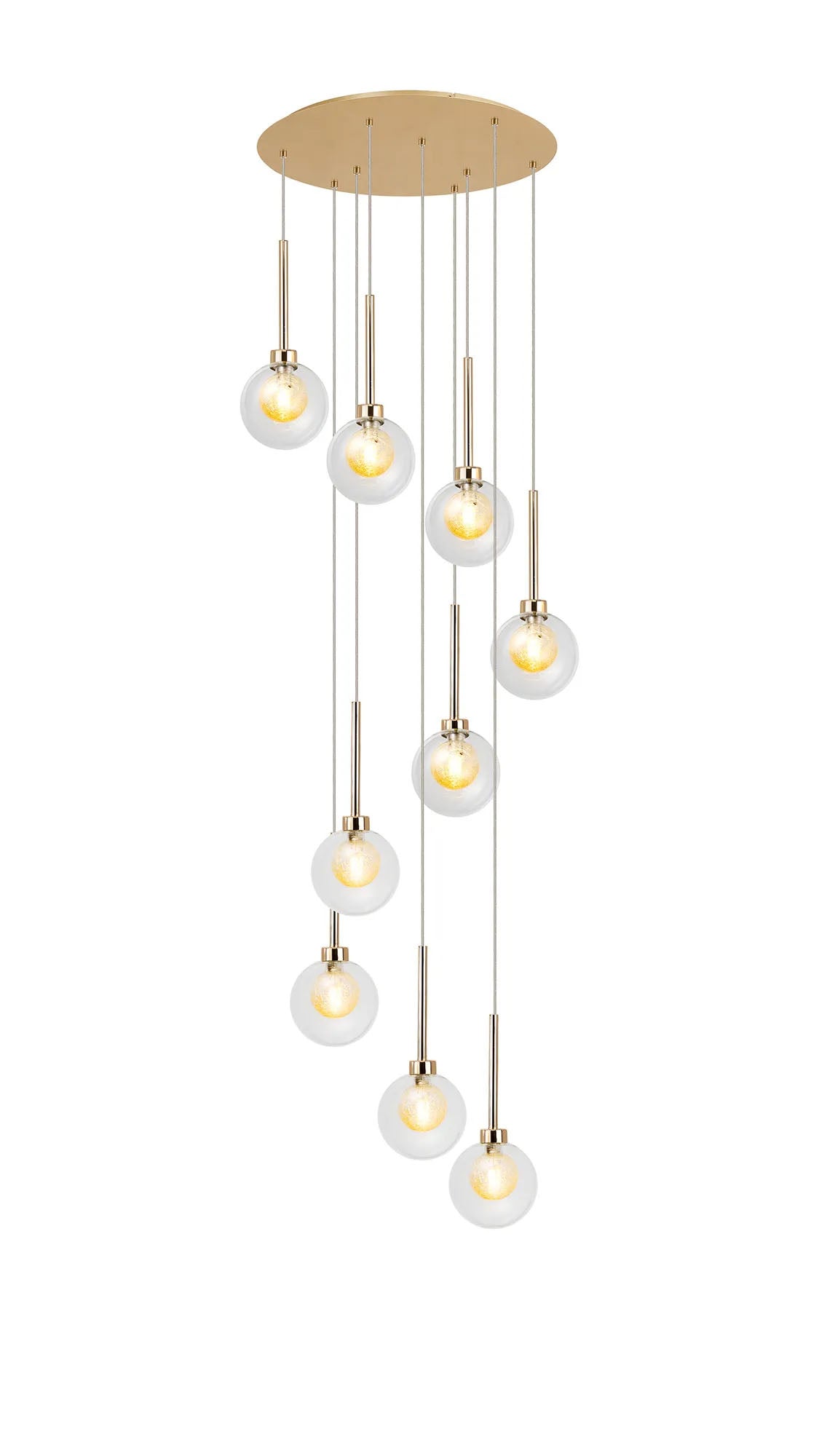 Lathen French Gold 9 x G9 2.5m Round Multiple Pendant