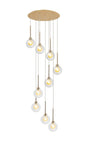 Lathen French Gold 9 x G9 2.5m Round Multiple Pendant