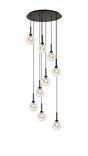 Lathen Satin Black 9 x G9 2.5m Round Multiple Pendant