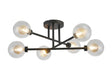 Lathen Satin Black 6 x G9 Crossed Arm Semi Flush Light