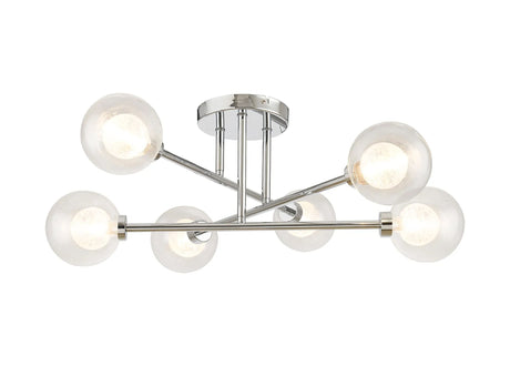 Lathen Polished Chrome 6 x G9 Crossed Arm Semi Flush Light