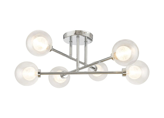 Lathen Polished Chrome 6 x G9 Crossed Arm Semi Flush Light