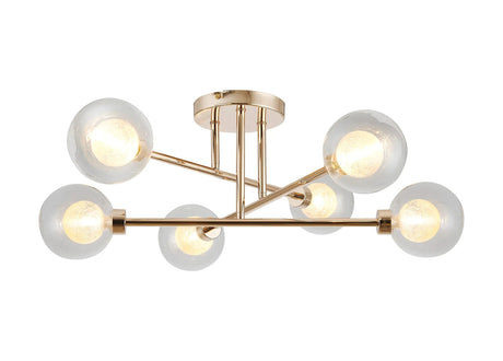 Lathen French Gold 6 x G9 Crossed Arm Semi Flush Light