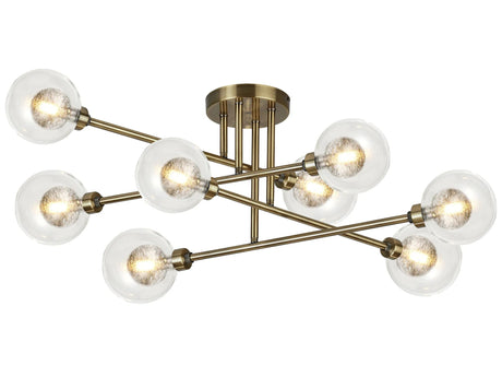 Lathen Antique Brass 8 x G9 Crossed Arm Semi Flush Light