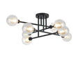 Lathen Satin Black 8 x G9 Crossed Arm Semi Flush Light