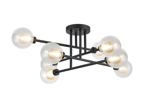Lathen Satin Black 8 x G9 Crossed Arm Semi Flush Light