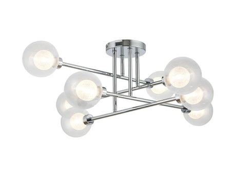 Lathen Polished Chrome 8 x G9 Crossed Arm Semi Flush Light