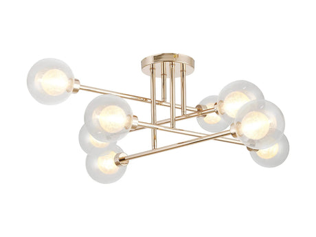 Lathen French Gold 8 x G9 Crossed Arm Semi Flush Light