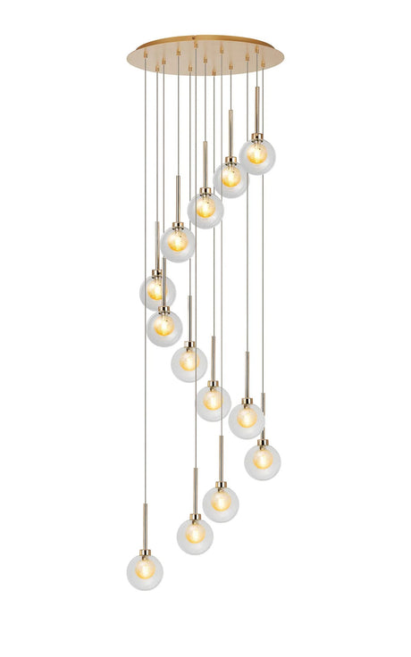 Lathen French Gold 13 x G9 2.5m Round Multiple Pendant