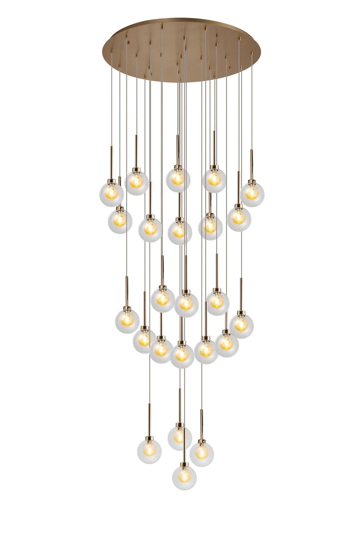 Lathen Round Multiple Pendant 5m With Round Clear With Inner Gold/Black Globe (AA), 24 Light G9, French Gold/Gold/Black/Matt Gold