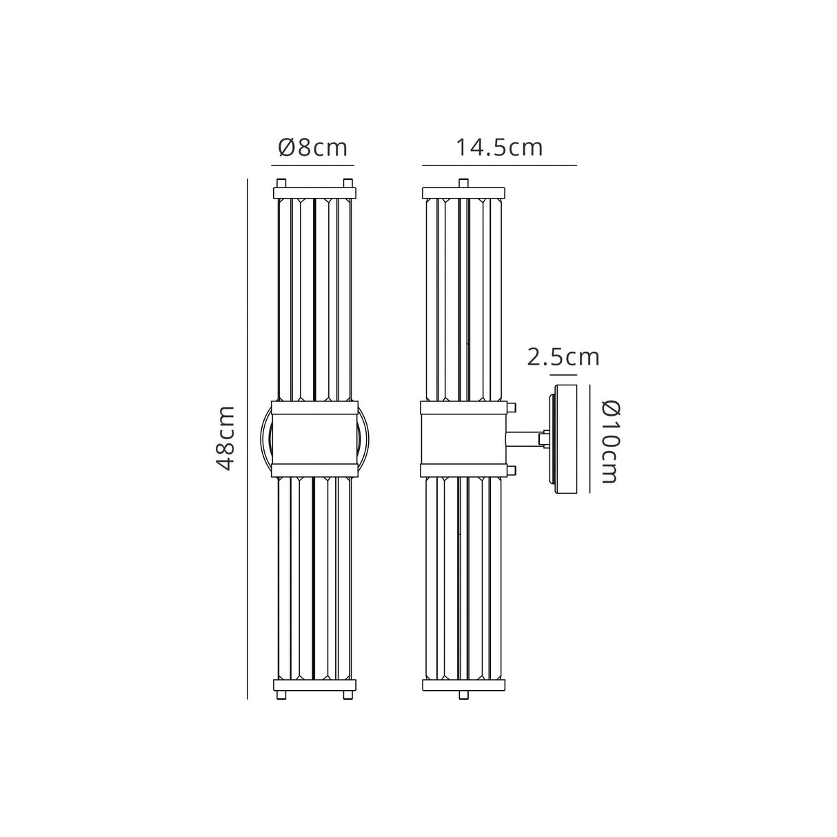 Mundie 2 Light Crystal Wall Up & Down, E14, IP44, Satin Black/Clear Crystal