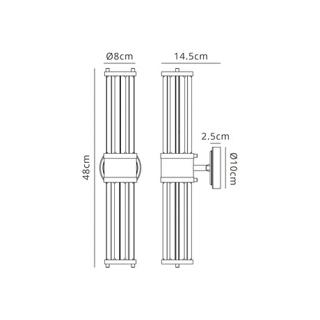 Mundie 2 Light Crystal Wall Up & Down, E14, IP44, Satin Black/Clear Crystal