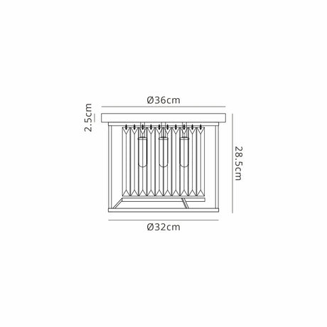Trian 36cm Ceiling, 3 x G9, IP44, Satin Black / Clear