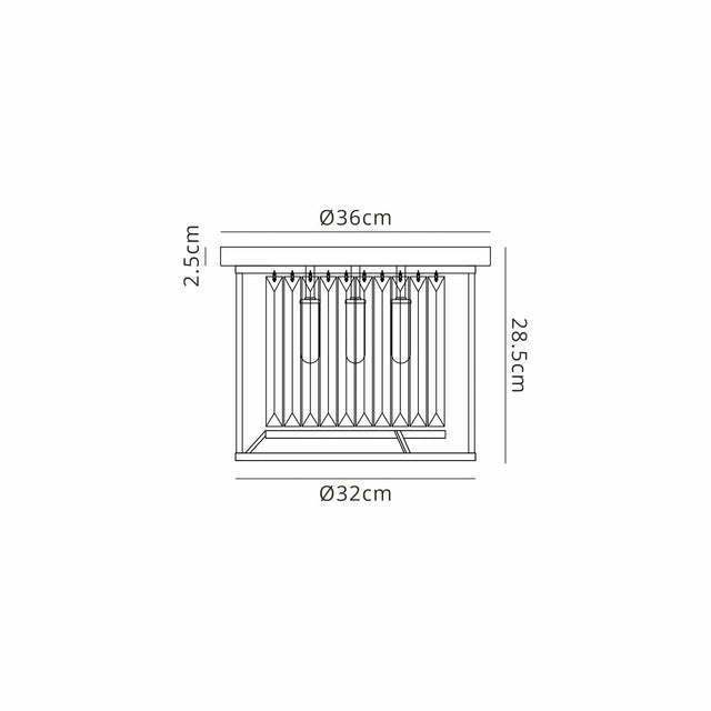 Trian 36cm Ceiling, 3 x G9, IP44, Polished Nickel / Clear