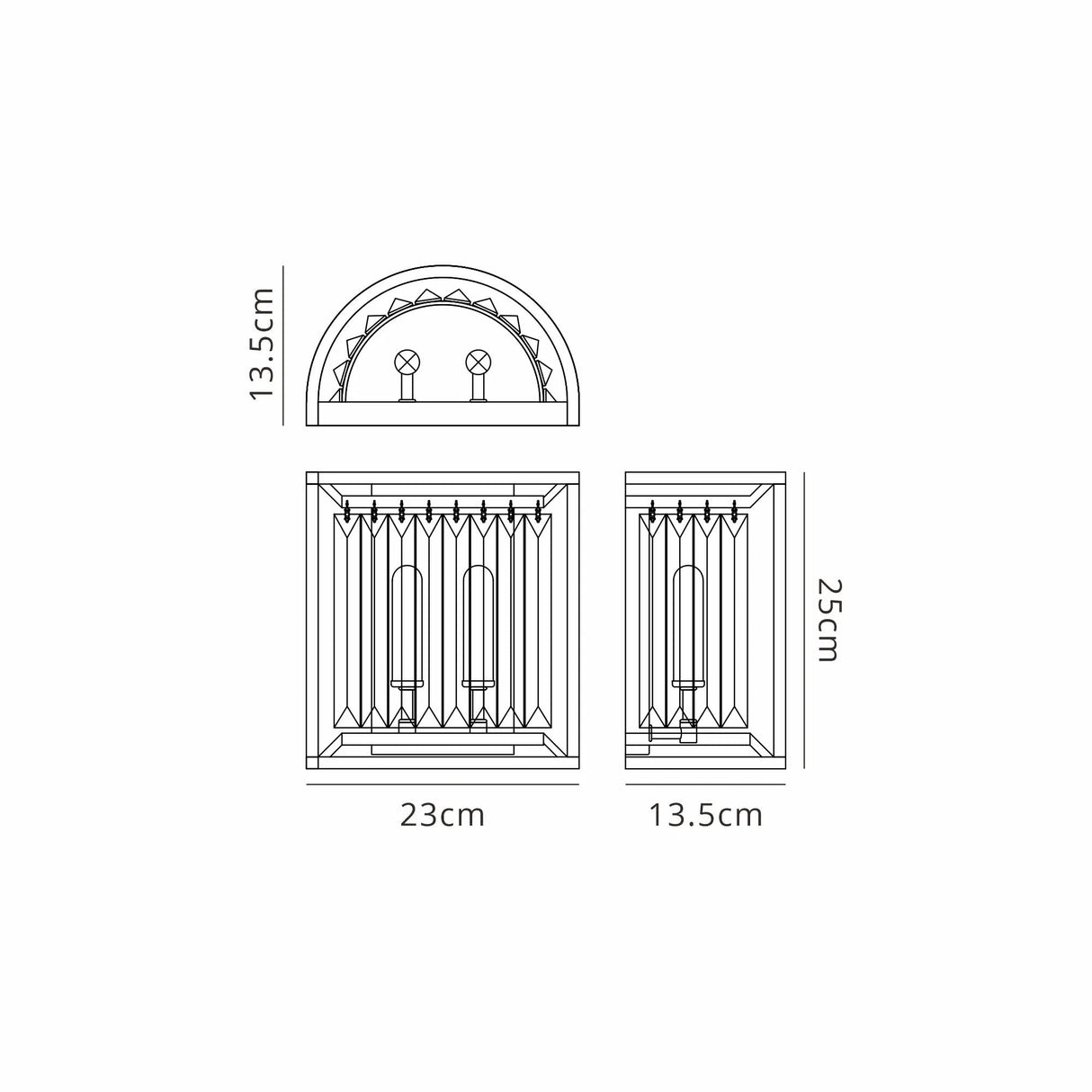 Trian Wall Lamp, 2 x G9, IP44, Gold / Clear