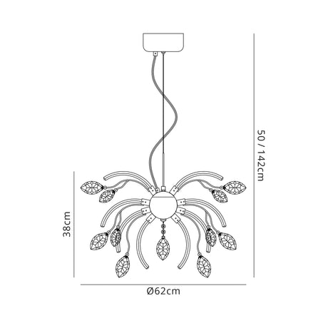 Dyce Medium Pendant, 12 x 2.5W LED, 3000K, Polished Chrome