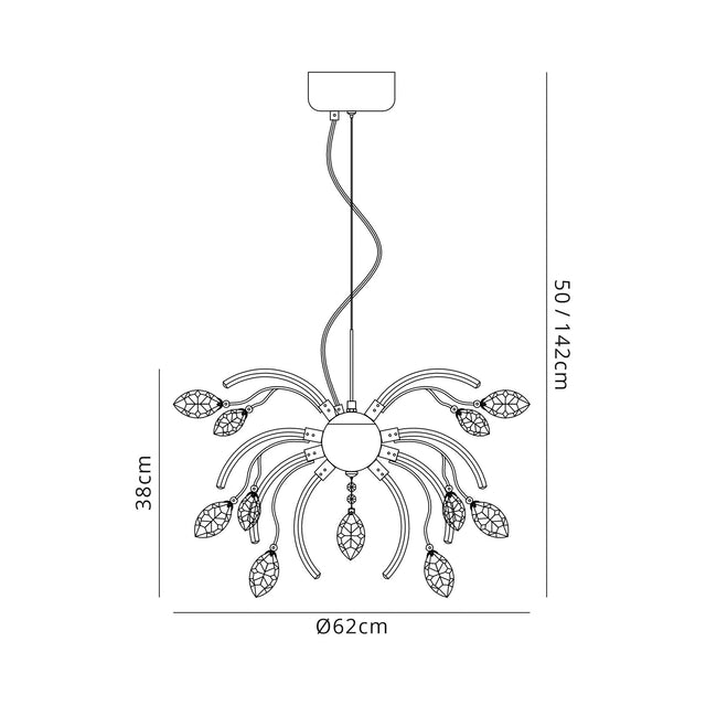 Dyce Medium Pendant, 12 x 2.5W LED, 3000K, Polished Chrome