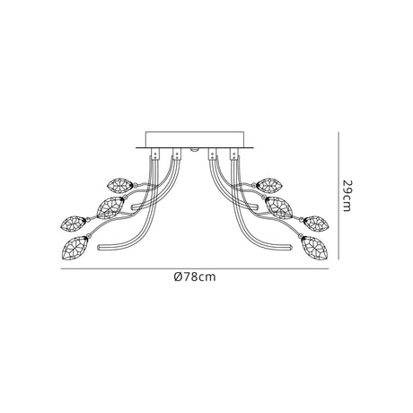 Dyce Medium Ceiling, 10 x 3.5W LED, 3000K, Polished Chrome