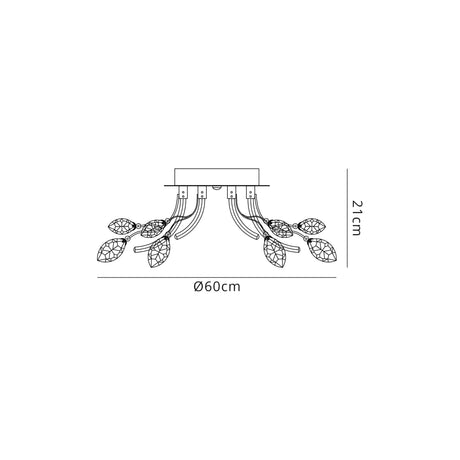 Dyce Small Celing, 6 x 2W LED, 3000K, Polished Chrome