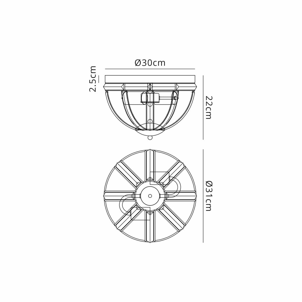 Ellison Round Flush, 2 x E27, Antique Brass