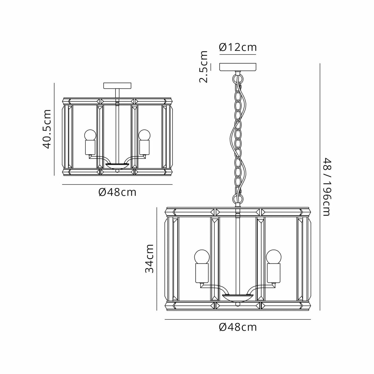 Ellison Round Drum Pendant/Semi Ceiling, 5 x E27, French Gold