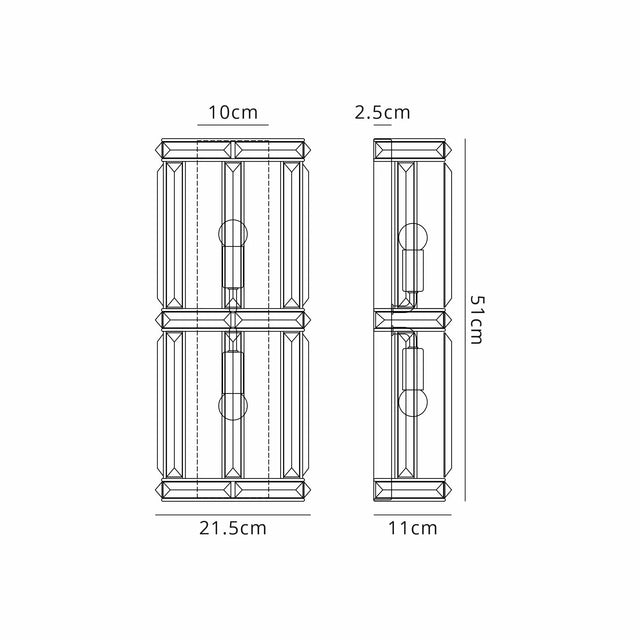 Ellison Rectangular Wall Light, 2 x E14, Antique Brass