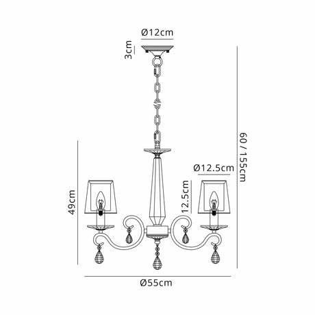 Spellman Crystal Pendant 4 Light With Shade (B)