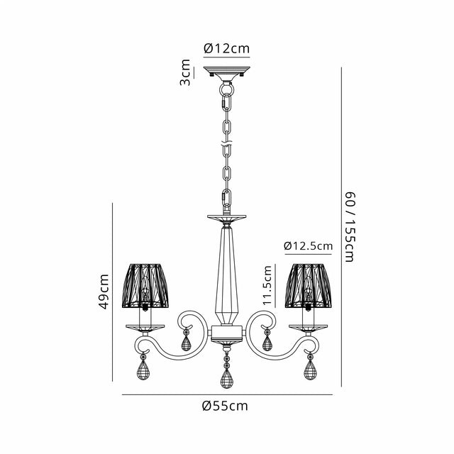 Spellman Crystal Pendant 4 Light With Crystal Shade (A)