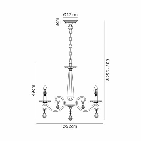 Spellman Crystal Pendant 4 Light Without Shade