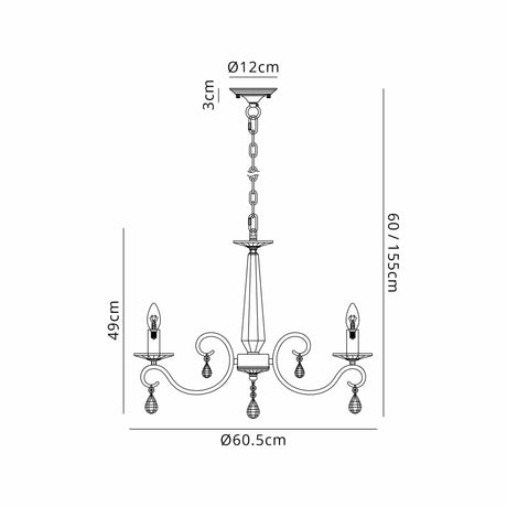 Spellman Crystal Pendant 6 Light Without Shade